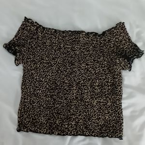 Forever 21 Leopard print off-the-shoulder crop top